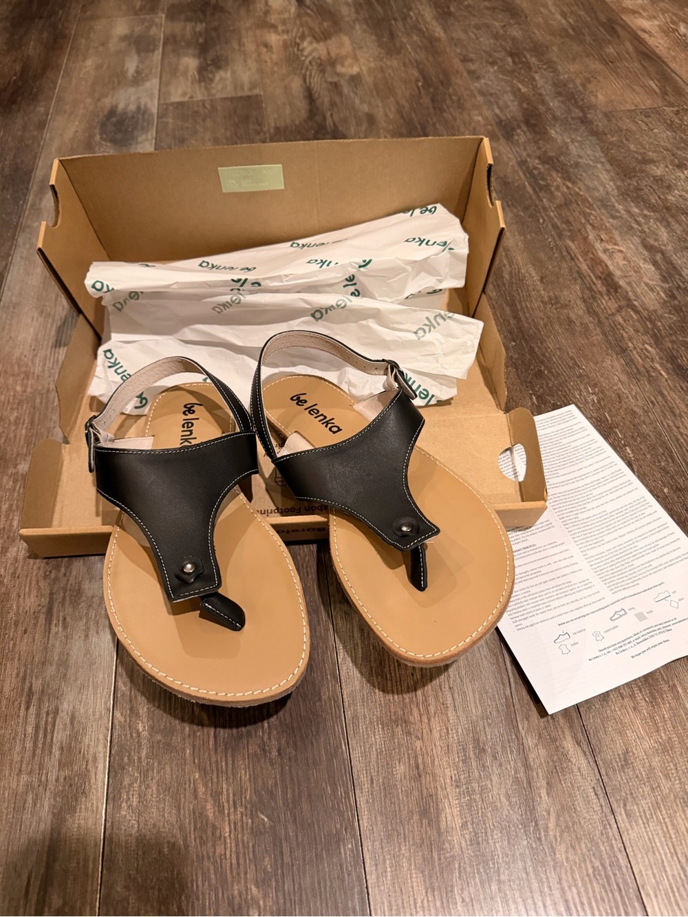 Be Lenka Women’s Black Leather T-Strap Sandals